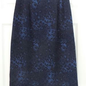 Womens SKIRT SIZE 8 BLUE Black Leopard Fabric LINE